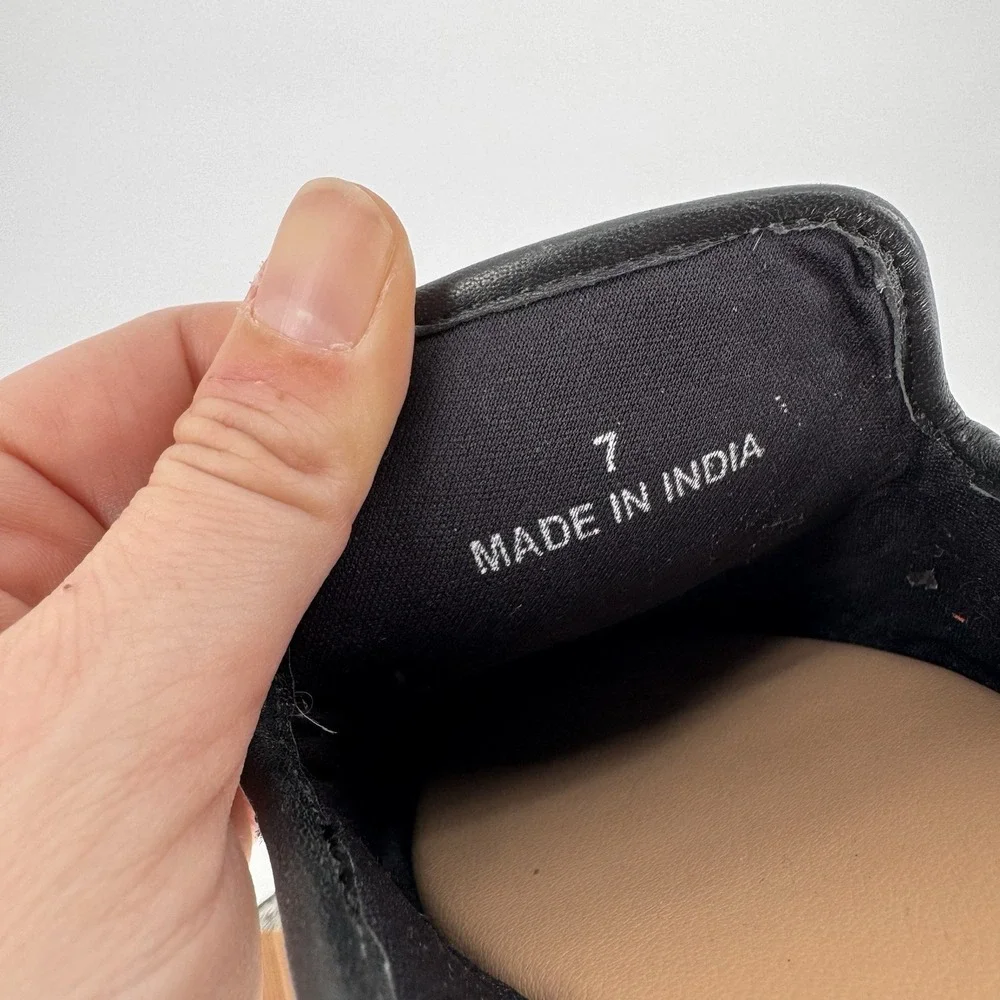 MYRA Ease Espadrilles Black and White Cowhide Leather Slip On Shoes‎ Women's 7